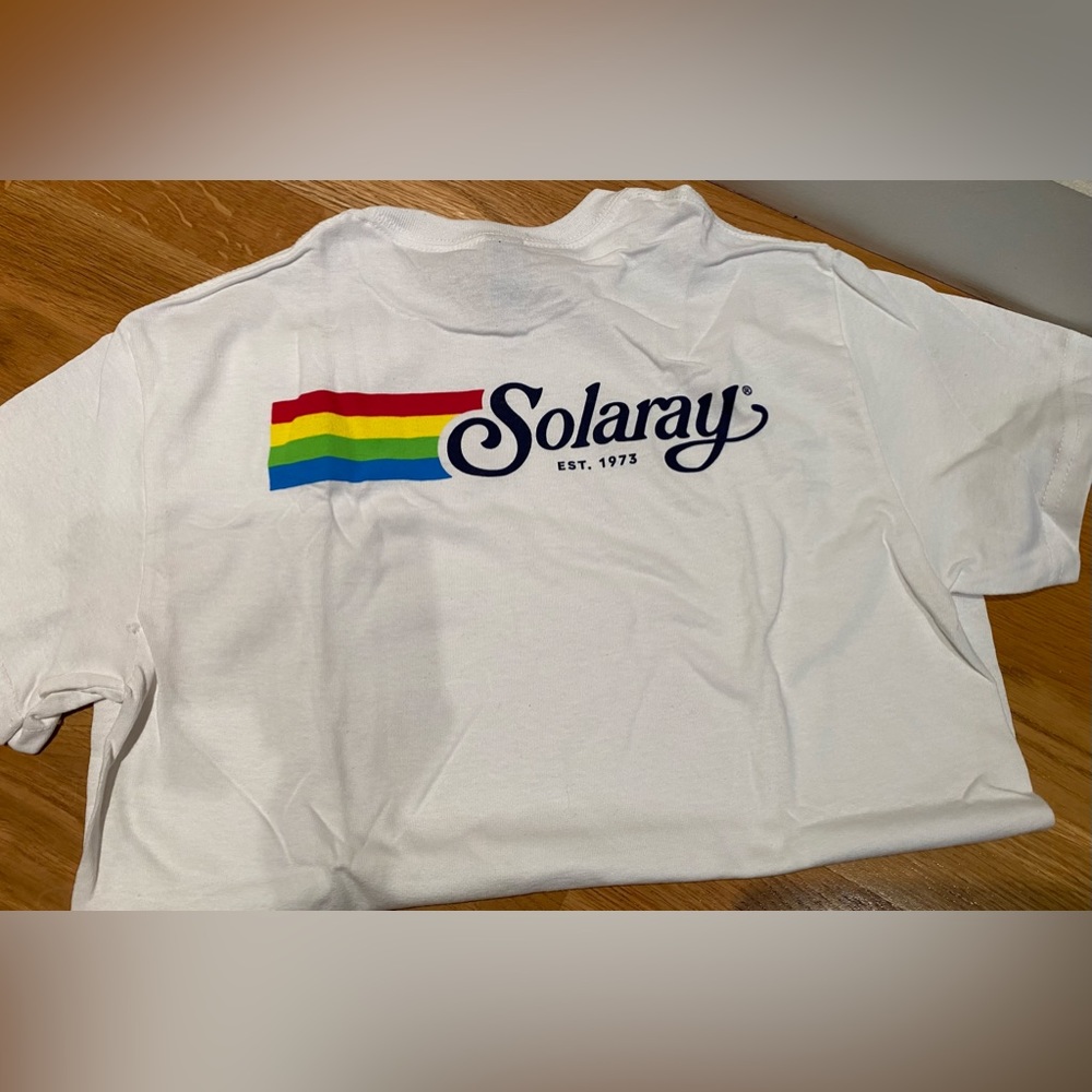 NEW Solaray promo white t-shirt with logo print in small